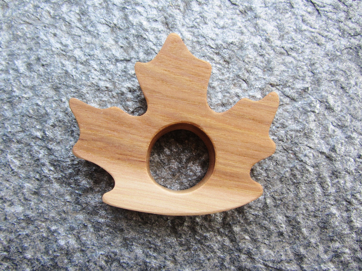 Wooden Maple Leaf Teether- Natural Waldorf Teething Toy