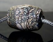 Capped and cored Lampwork glass bead - Big hole lampwork glass bead - Fits Trollbeads - Sterling Silver core - silver bead caps- Excavation