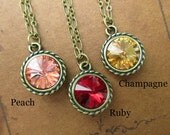 Graduation Gift Birthstone Necklace Swarovski Crystal Bridesmaid Jewelry Ruby Red Necklace Peach Golden Champagne SPARKLE