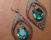 Art Deco Jewelry Great Gatsby Earrings Emerald Green May Birthstone Downton Abbey Jewellery Bridesmaid DECO DIVA Emerald