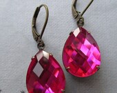 Memorial Day SALE 15% Off Hot Pink Earrings Fuchsia Dangle Earrings Jewelry Estate Style Spring Summer Fashion Bridesmaids Gifts CAMBRIDGE