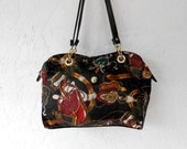 Vintage Handbag, 80's Baroque Print Tote, Baroque Print Purse