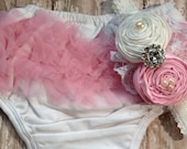 Baby headband and Lace Bloomer Set...SALE priced..Hair bow and Diaper Cover...custom sizes available