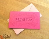 Valentine Card, Hot Pink, Magenta, I love You Greeting