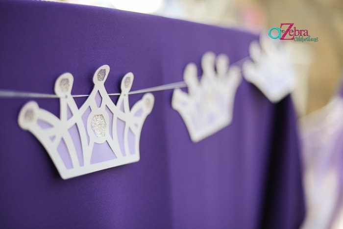 Glitter Princess Crown Banner - choose your color - birthday party, Sofia the First, princess party
