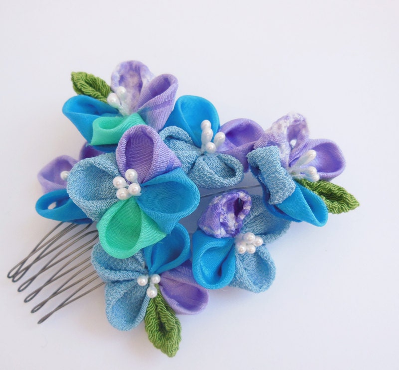 Ajisai Tsumami Kanzashi Maiko Hair Comb Hydrangea