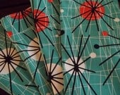 Midcentury Modern Cloth Napkin Set of 4 Atomic Age Turquoise and Orange