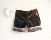 Upcycled Cut Offs Juicy Couture Women's Shorts Brown Velvet Copper Sequins Vintage Buttons Women's Clothing Size 6 'RHIANNA' - BrokenGhostClothing