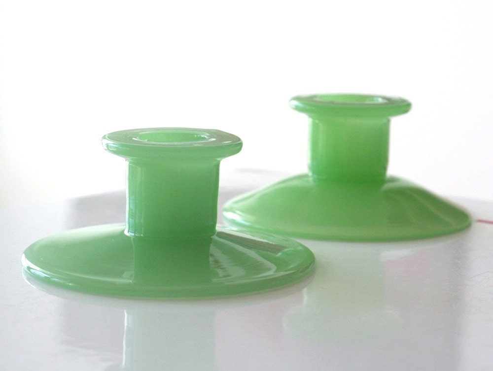 Fenton Jadite Candlestick Holders