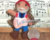 Willie Nelson Miniature Thread Artist Crochet Doll  Ready to Ship