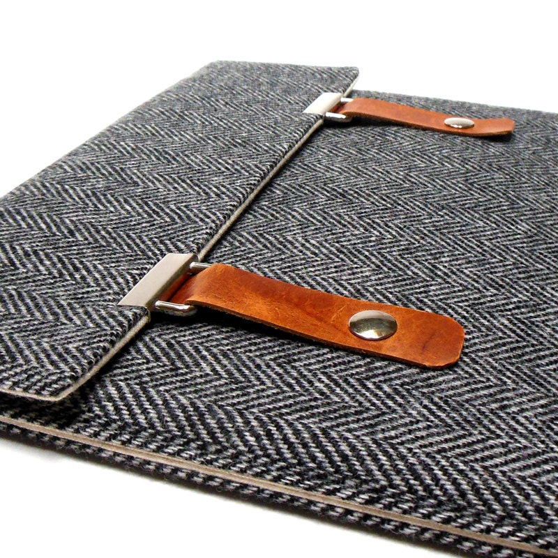 iPad case - gray herringbone