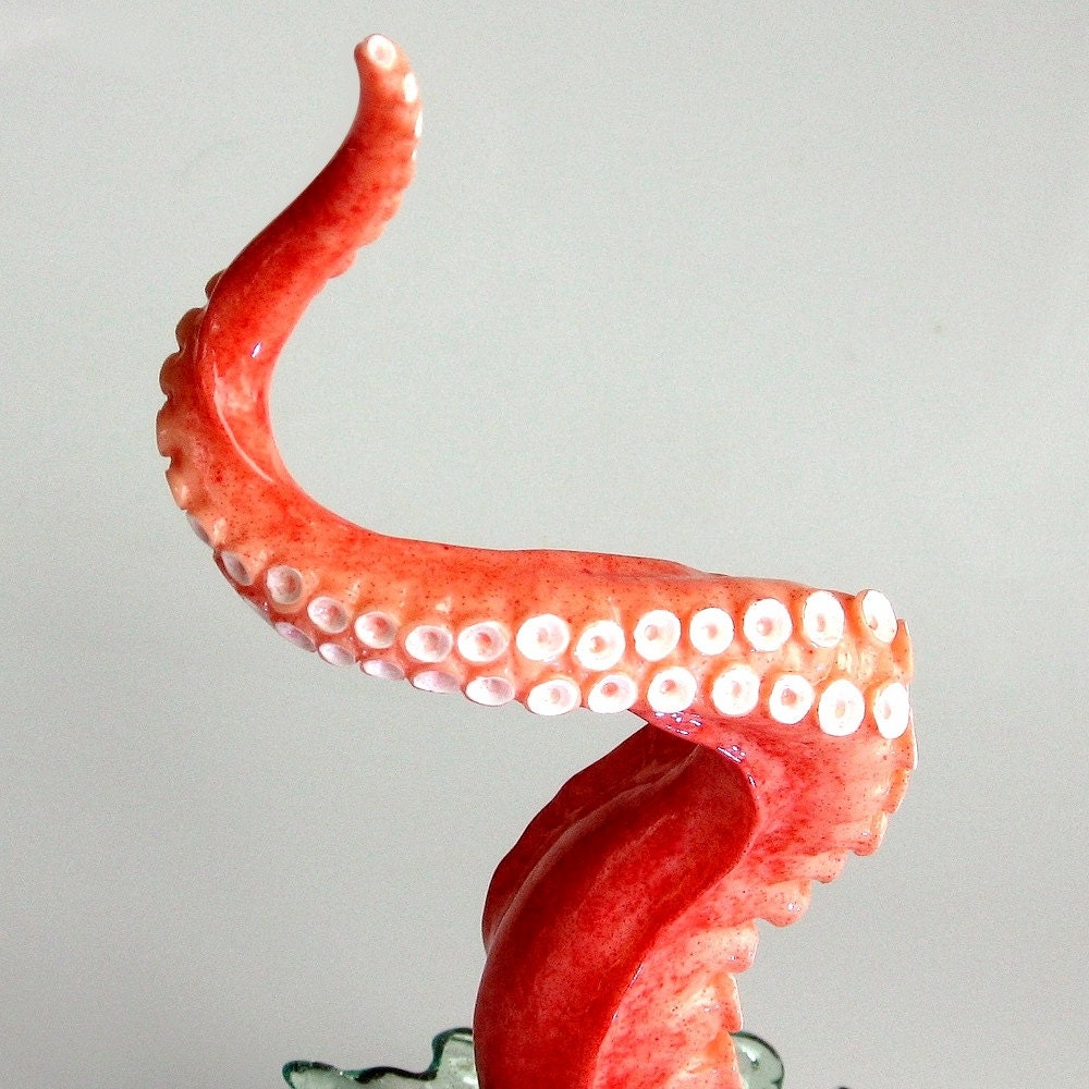 Octopus Tentacle wall sculpture, Small, with Splash/ Nautical Art/ Faux Taxidermy/ Octopus/ Creepy Cute