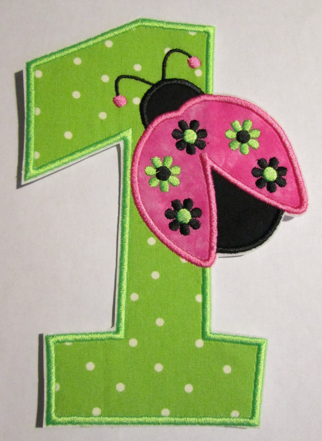 Iron On Applique -Birthday Number with Ladybug 55589