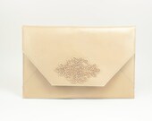 Leather Envelope Clutch / Rhinstone Purse / Bridesmaid Clutch (Jewelled Loveletter Clutch : Summer Gold)