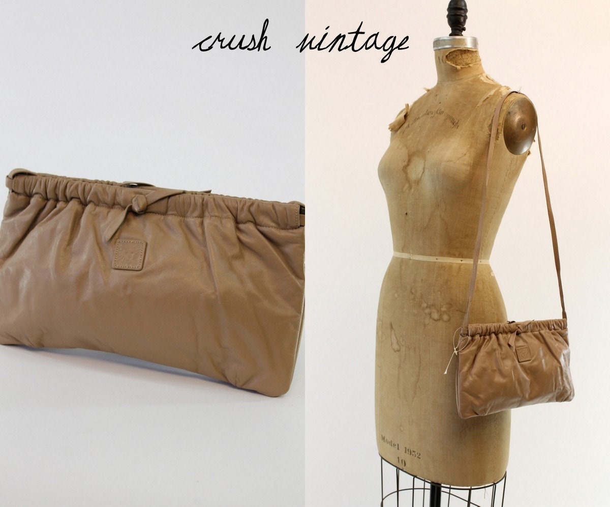 80s Vintage Anne Klein Clutch  / 1980s Deadstock Leather Crossbody / The Cherrylaurel Purse