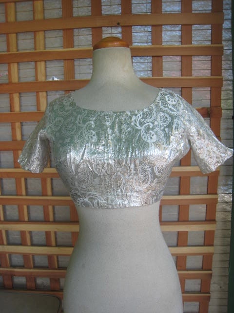 50s SILVER LAME Crop Top Belly Dancer As Is