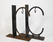 Vintage Bookends Letter Initial "C" Wrought Iron Rustic Large Hanging Hook Retro Home Decor PeachyChicBoutique on Etsy