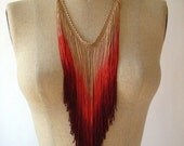 50% OFF SALE Native Red Fringe Necklace