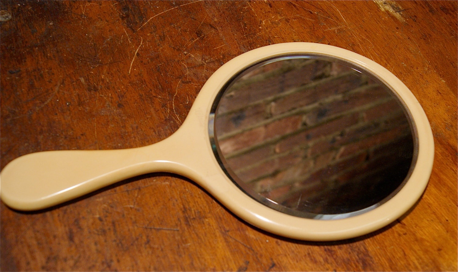 1920s Ivory Pyralin DU Barry Hand Mirror