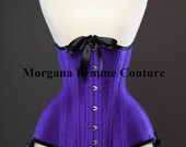 READY TO WEAR- 22 inch Purple Silk Victorian longline corset