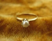 Ring - Size 6 3/4 - 14k Gold - Vintage 14k Gold Ring with Island Pearl - Estate Jewelry - Vintage Women Gold Ring - 585 Gold