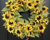 Wreath, XXL Summer Wreath, Sunflower Bouquet,Summer Celebration,Door Wreath, Shabby Chic Decor, Country French, Mother's Day Gifts