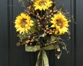 Sunflower Bouquet, Front Door Decor, Summer Wreath, Wild Sunflowers, Summer/Fall Bouquet, Sunflower Arrangement, Yellow Sunflowers
