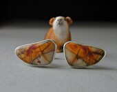 Jasper Cufflinks, Cherry Creek Jasper, Sterling Silver, Rustic, Earthy, Fathers Day, Graduation
