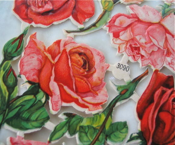 Vintage Rose Die Cut Paper Scraps by EAS Set of 2