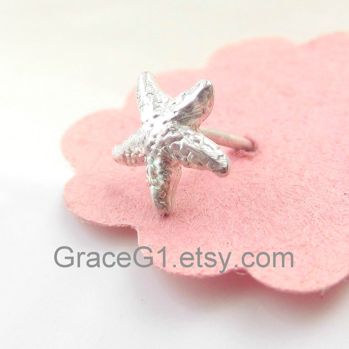 Starfish cartilage earrings helix earrings, tragus earrings, ONE starfish stud choose 20g 18g shiny or oxidized