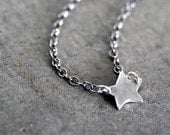 Teeny Tiny Rustic Star Tag Necklace - Personalized Initial with One Star