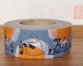 moomin character - washi masking tape - moomin spots -  20mm x 15m - orange and grey - the groke