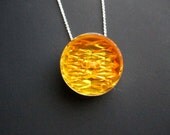 Gold Button Necklace - sterling silver chain