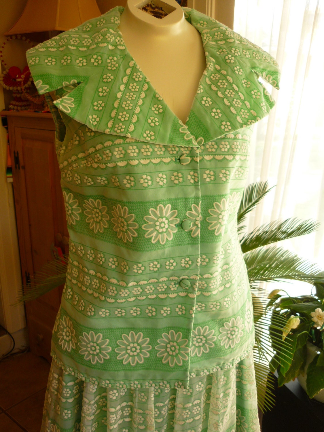 FAB Vintage Maxi Skirt / Tunic Set from COCO of California Garden Party Event Ready SZ M daisys