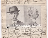 Mugshot Notorious Man Long Rap Sheet ca 1880 1890 1900 1910 Suspicious American Large Criminal Record Joliet Prison & House of Correction