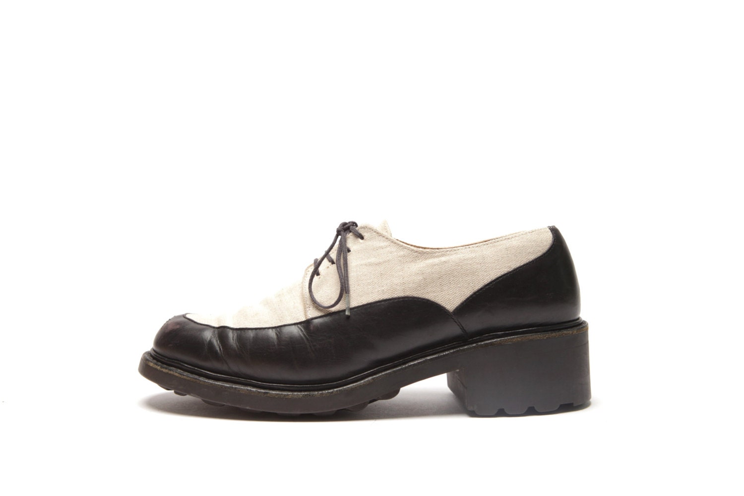 VTG Robert Clergerie Linen and Leather Oxfords 8.5