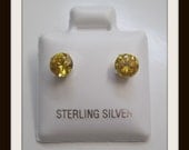 yellow Citrine Sterling Silver stud Earrings