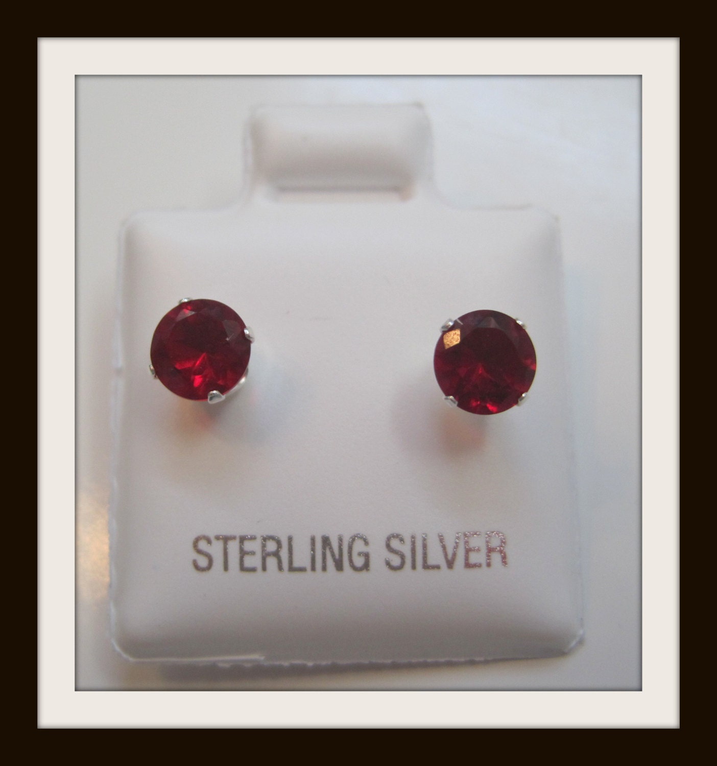 Red Garnet Sterling Silver stud Earrings