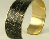 Anatomical Human Finger Hand Skeleton - SLIM Brass Cuff Bracelet in Black - Doctor Gift