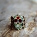 Dia de los Muertos Filigree Sugar Skull Ring in an Antiqued Brass Finish