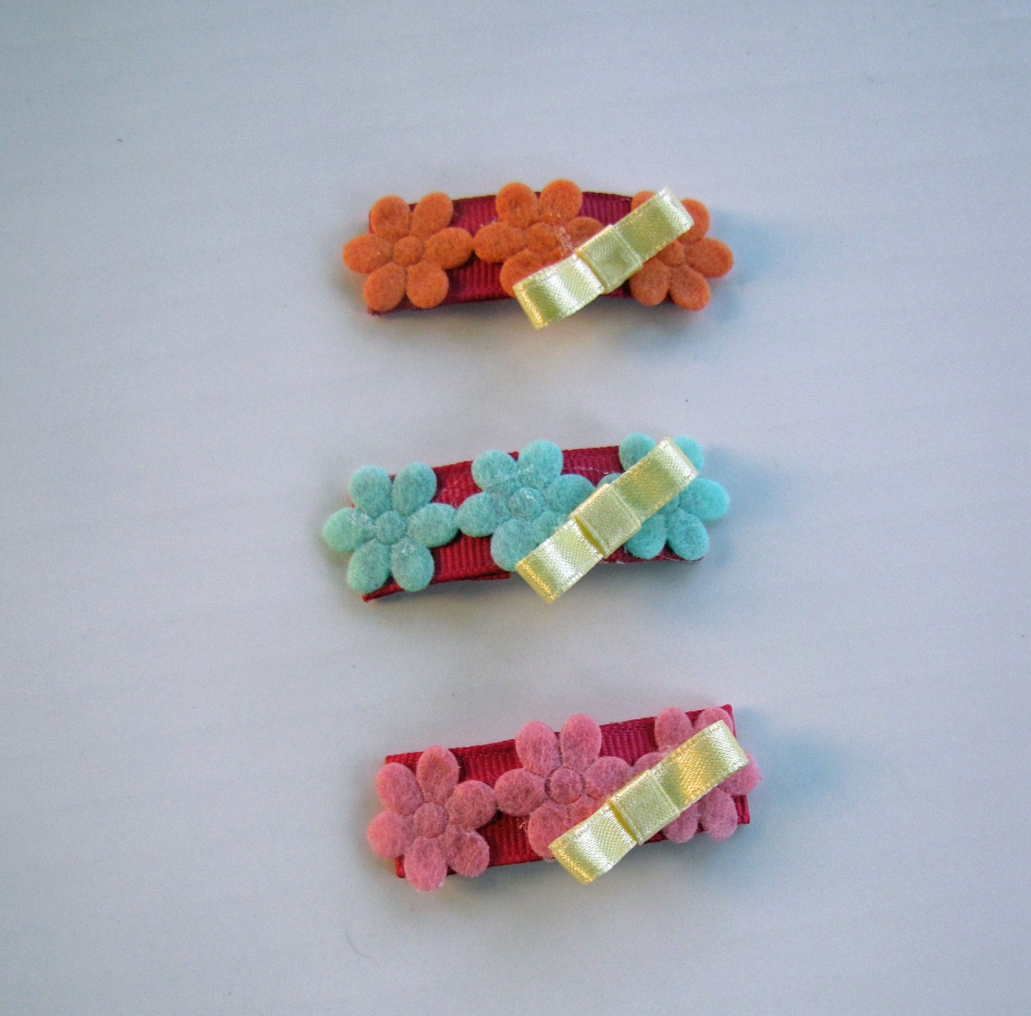 Hair Clip Set - "Spring Bouquet" Infant, Toddler, Child, Felt Flower Snap Clip
