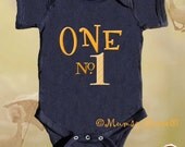 First Birthday Onsie Boys 1st Birthday Onesie Number ONE romper. By Mumsy Goose choose size