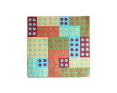 Modern Patchwork and Applique Baby Quilt, Kids Quilt, or Lap Quilt - Legos Design in Shades of Spring