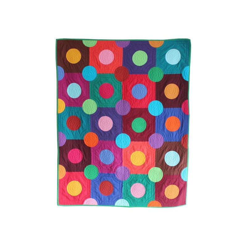 CUSTOM QUILT - Spots on Squares - Baby Quilt, Lap Quilt, Kids Quilt, or Quilted Throw