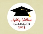 Round Return Address Labels-- Graduation Cap stickers