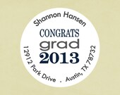 Return address labels, stickers, tags, envelope seals, round-- Congrats Grad