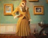 Ms. Moreau,Print, Surreal ,from portrait  Painting By David Joaquin,steampunk,Owl ,animal