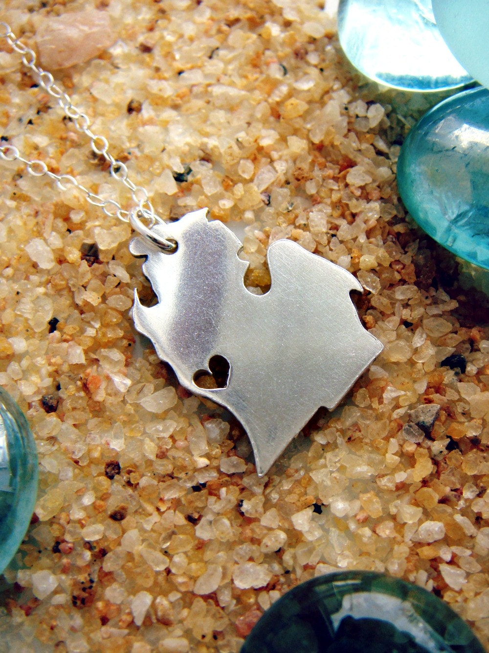 Michigan Sterling Necklace Personalize the Location of the Heart