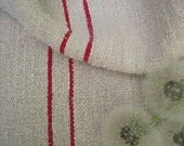 antique grain sack cushion tablerunner upholstery BRIGHT RED chunky and slubby holiday feeling 51.18long