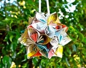Small One Fish Two Fish Red Fish Blue Fish Book Paper Flower Ball Ornament